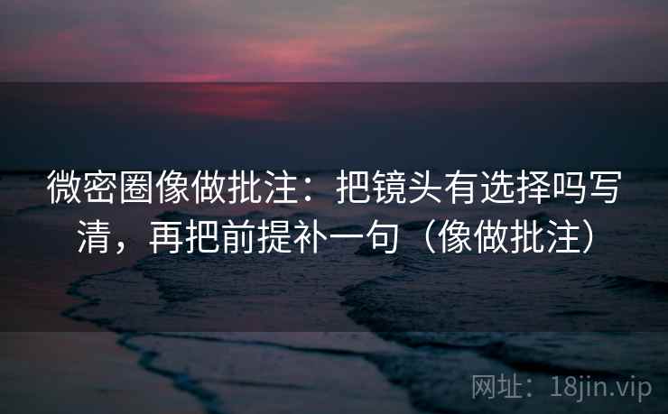 微密圈像做批注：把镜头有选择吗写清，再把前提补一句（像做批注）  第2张